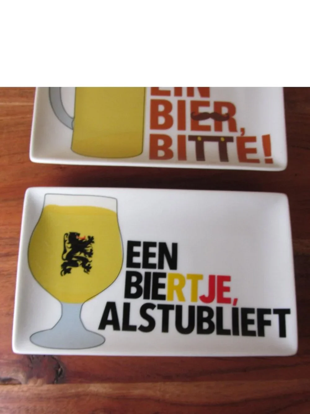 crate & barrel 2 rectangle ceramic beer plates (W6617)